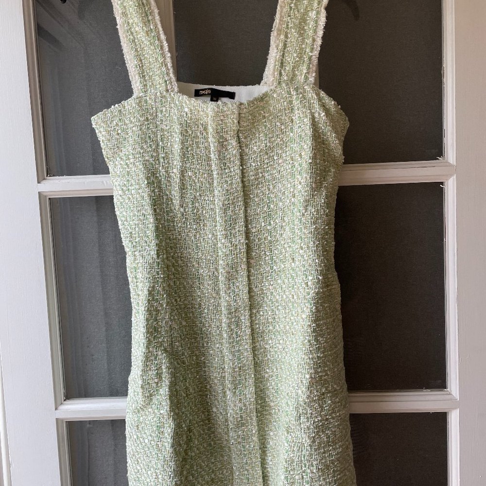 maje green sparkly tweed dress